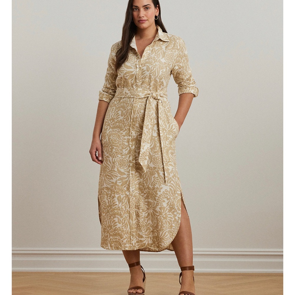 Lauren Ralph Lauren  100% Linen Floral Shirtdress